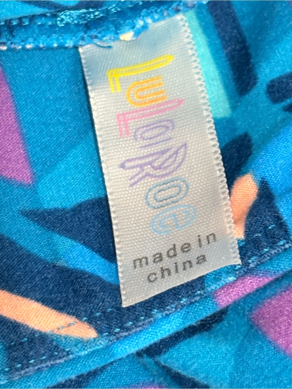 LuLaRoe Teal & Navy Geometric Print Leggings - Picture 2 of 4